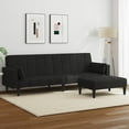 thumbnail image 1 of vidaXL 2-Seater Sofa Bed with Footstool Black Fabric, 1 of 1