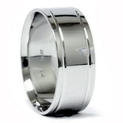 Pompeii Platinum 8mm High Polished Double Inlay Band Men's Wedding RIng (,)