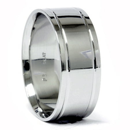 Pompeii Platinum 8mm High Polished Double Inlay Band Men's Wedding RIng (,)