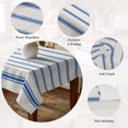 thumbnail image 5 of Navy Blue Striped Table Cloth Waterproof Tablecloths, Rustic Blue Stripe Modern Art Beige Tablecloth Dining Table Cover for Kitchen Party Tabletop Outdoor, Rectangle Tablecloth 52x70 Inch, 5 of 9
