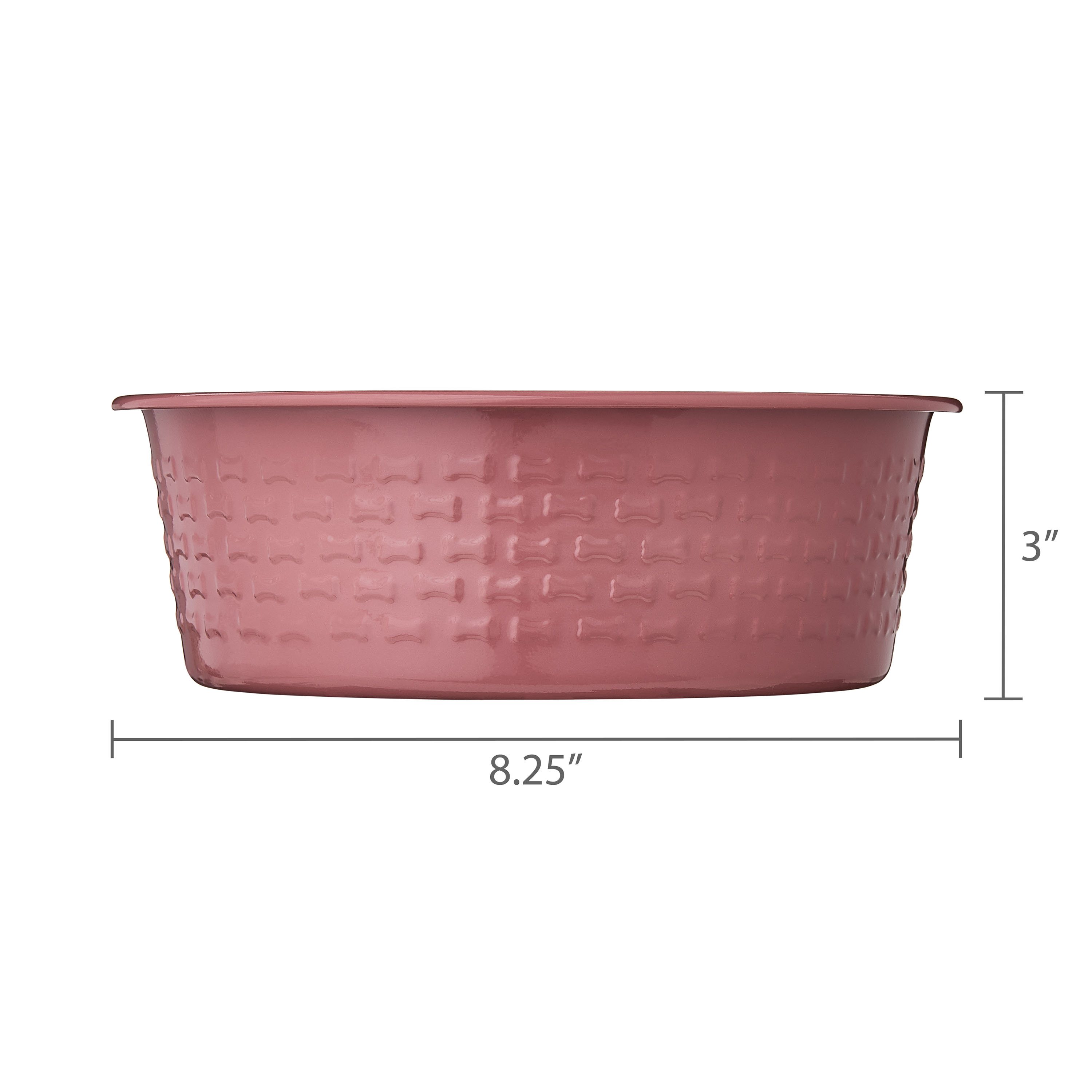 Vibrant Life Large Stainless Steel Embossed Dog Bowl, Red Bones