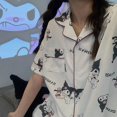 thumbnail image 1 of Conjunto de pijama de manga corta Sanrio My Melody Kuromi Cinnamoroll para mujer, ropa de ocio con corazón, Anime Kawaii, primavera y otoño, 1 of 4