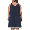 thumbnail image 4 of DARING DIVA Women's Plus Size Sleeveless Pleated Scoop Neck Nightgown 2X Dark Blue, 4 of 6