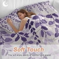 thumbnail image 4 of Plants Leaves Duvet Cover Set Twin Size, Farmhouse Style Gradient Purple Linen Texture 4 Piece Soft Microfiber Bedding Set with 1 Duvet Cover, 1 Flat Sheet, 2 Pillowcases, 4 of 9