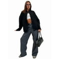 thumbnail image 6 of Women'S Button Up Jackets Jackets Long Sleeve Open Front Jackets Pockets Winter Casual Trendy Varsity Jacket Black S, 6 of 9