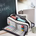 thumbnail image 4 of Large Pencil Case Big Capacity Pencil Pouch with 3 Compartments Canvas Pen Bag Marker Pen Bag Pencil Case for Women Black Polka Dot, 4 of 7