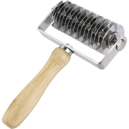 

Lattice Pastry Roller Cutter Stainless Steel Dough Roller Wood Handle Cookie Pie Kitchen Bakery Tool Baking Craft DIY Baking Tool for Restaurant Bakery