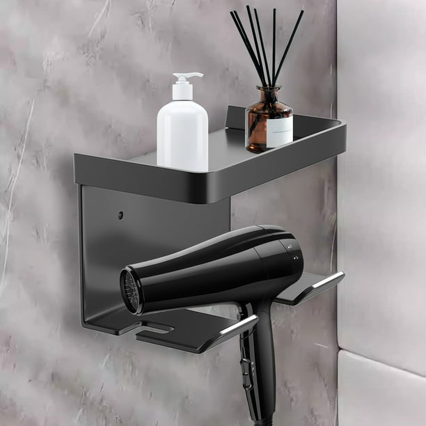 Soporte de pared para secador de pelo con ventosa, sin perforaciones, para baño