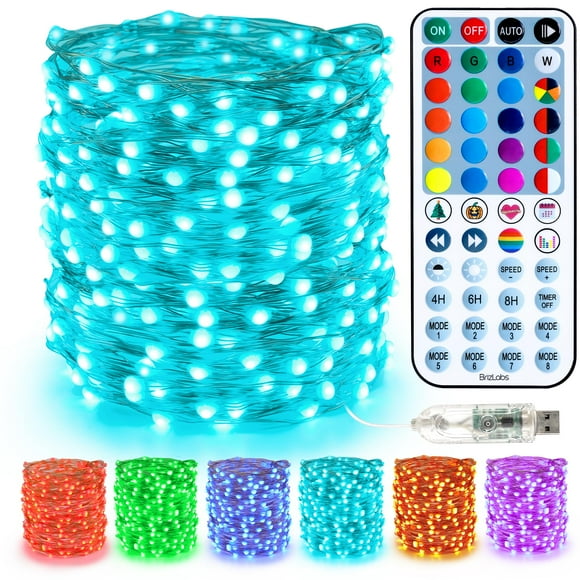 Guirnalda de luces navideñas BrizLabs de 10 m, 100 LED RGB