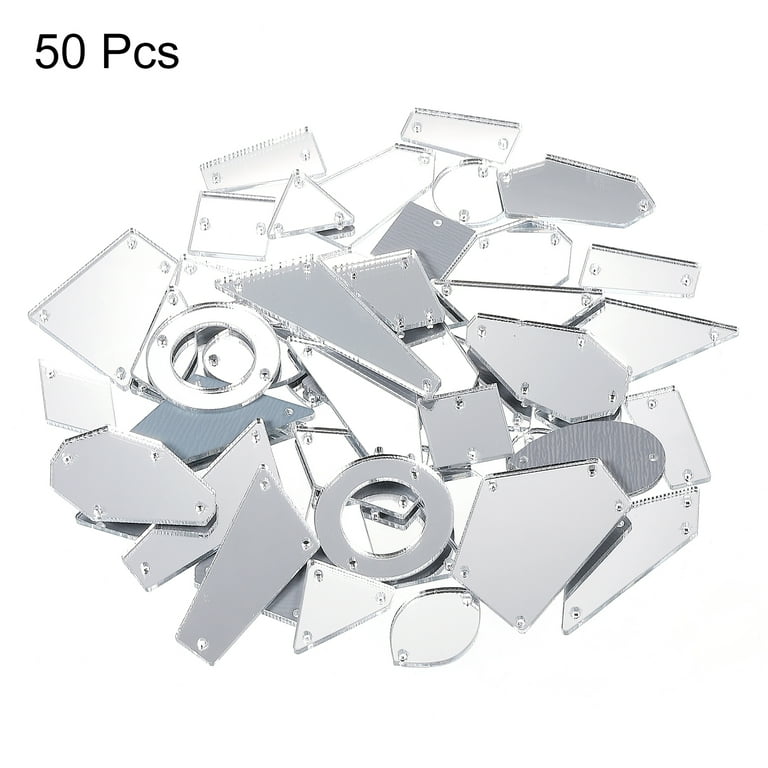 mirror beads for dresses 50pcs Sew on Acrylic Irregular Mirror Piece Kit DIY Mirrored Rhinestones Mirror Beads for Evening Dresses Cloth Silver