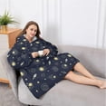 thumbnail image 5 of Oversized Wearable Blanket Hoodie,Dark Blue Moon Pattern Sherpa Blanket Hoodie with Super Pockets,Super Warm Fuzzy Pullover for Women & Men, 5 of 6