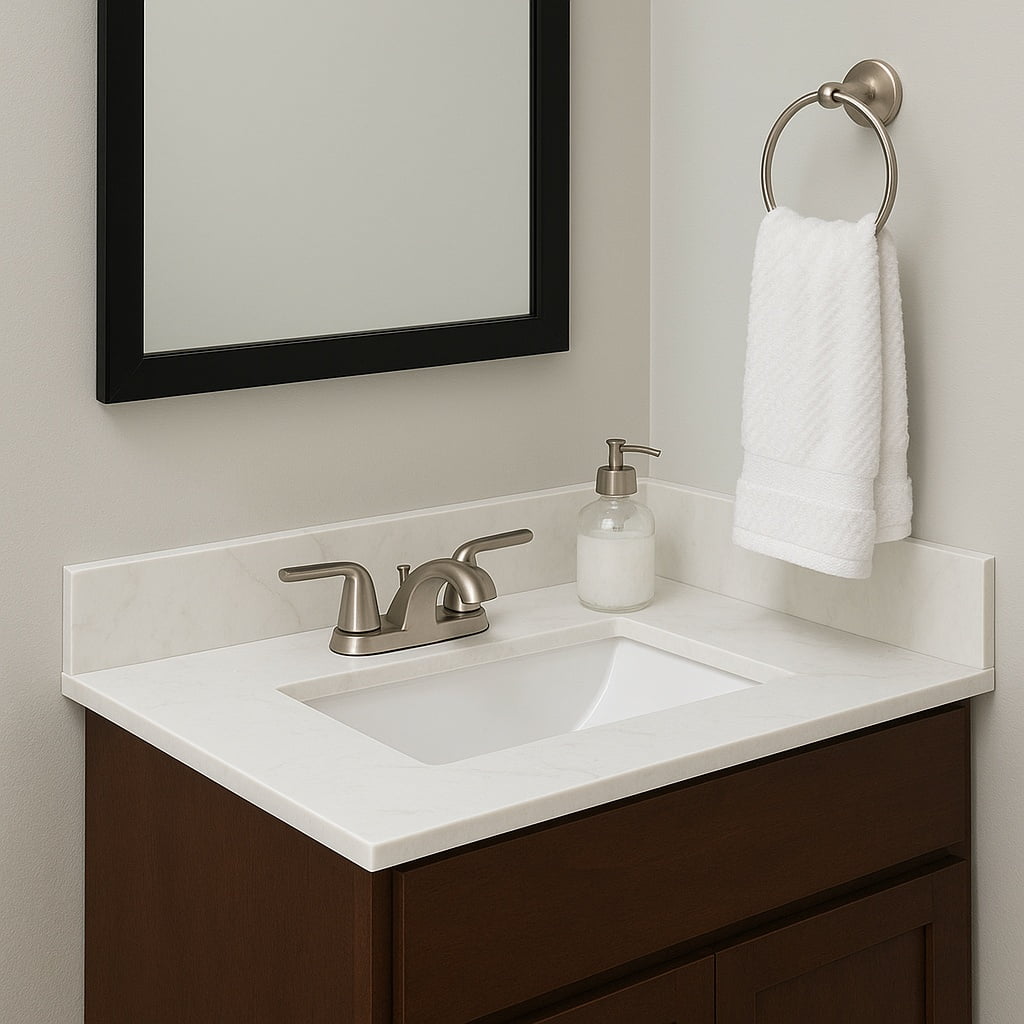 Design House Calesco Calacatta 31" Quartz Vanity Top with Backsplash and 22" Side Splash, Single Hole