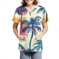 thumbnail image 5 of Uniform Scrubs for Women,Hawaiian Print Scrubs Tops for Women - V-Neck Short Sleeve Nursing Uniform with Pocket - Blue - XXL, 5 of 5