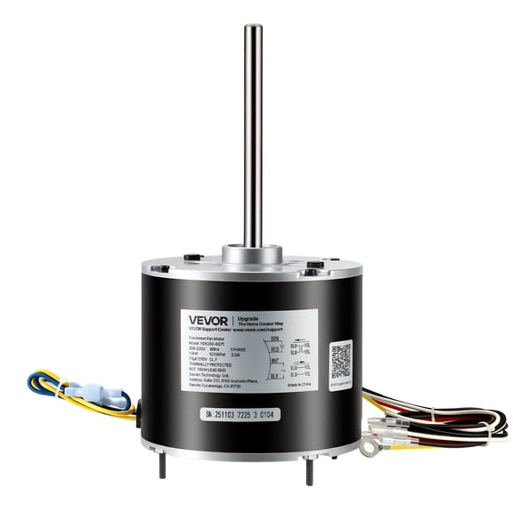 VEVOR Condenser Fan Motor with Capacitor, 1/3HP 1075RPM 208-230V,Compatible with GE Genteq K55HXGDD-81195 5KCP39GGY209AS, Fasco D925 D7908, Dayton EM3729F, Century FSE1036SV1, Rheem Ruud 51-100998-05