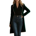 thumbnail image 6 of Womens Velvet Trench Coats Trendy Windproof Outerwear Long Lapel Pocketed Overcoat Lightweight Causal Coats, 6 of 8