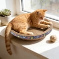 thumbnail image 7 of Round Cat Scratching Board, 2-in-1 Cat Scratch Pad and Bed, High-Density Corrugated Paper Design with 360° Scratch Surface, Durable Non-Slip Indoor Claw Sharpening and Resting Area, 7 of 7