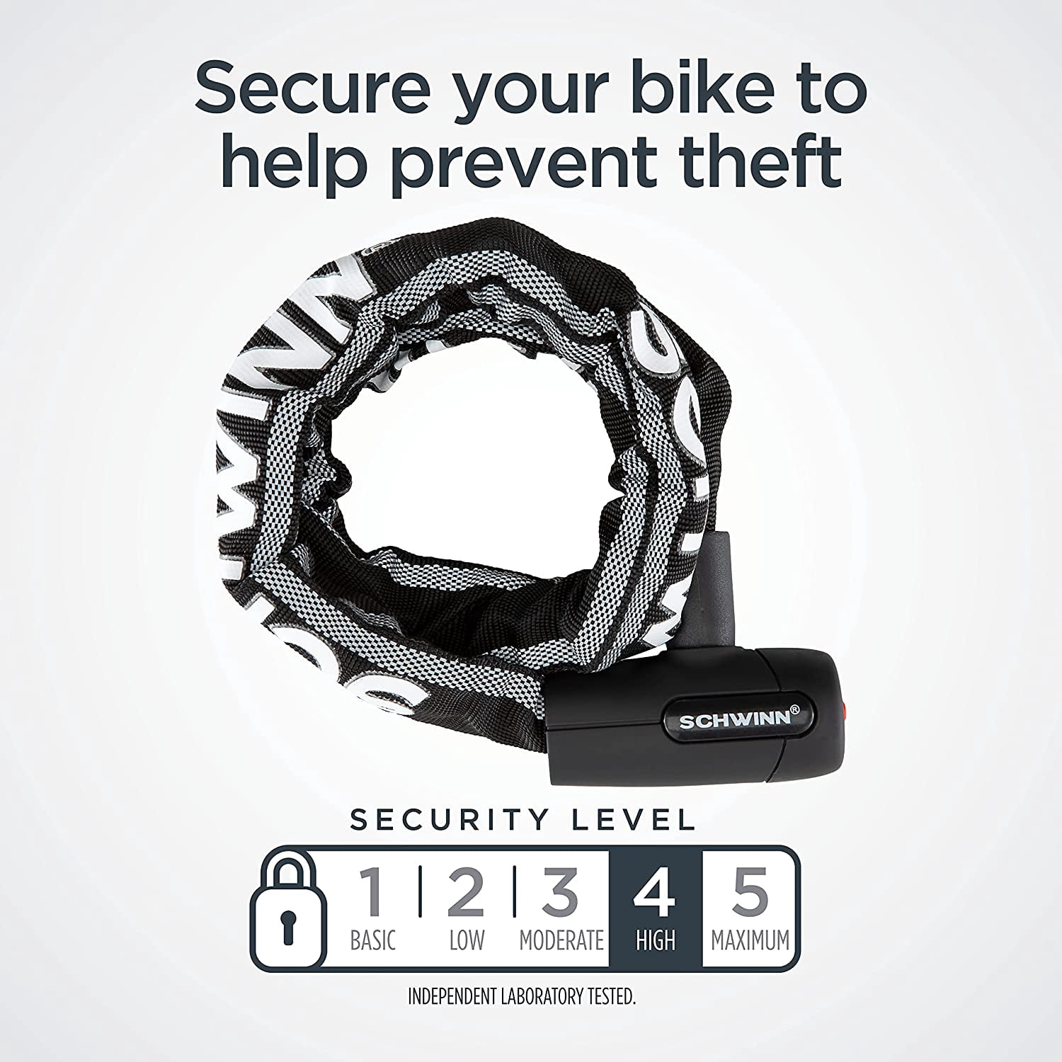 Schwinn Bike Locks Heavy Duty Anti Theft, Lock for Outdoor Equipment and Bicycle Security Level 4/Key Lock 3 Foot/8mm Chain
