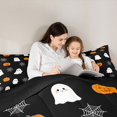 thumbnail image 5 of Manfei Halloween Pumpkin Lantern 7-Piece Twin Bedding,Spooky Ghost Pattern Bedding Comforter Set,Black Reversible, 5 of 7