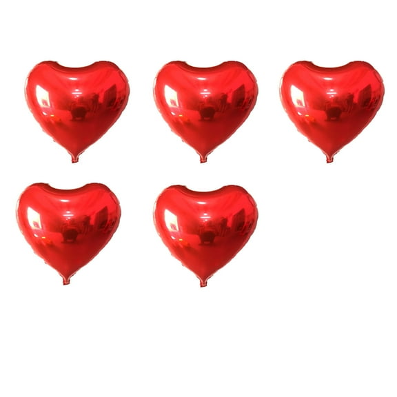 Unique Bargains 5 Pcs Foil Heart Shape Birthday Wedding Decor Red 5 Inches Balloon