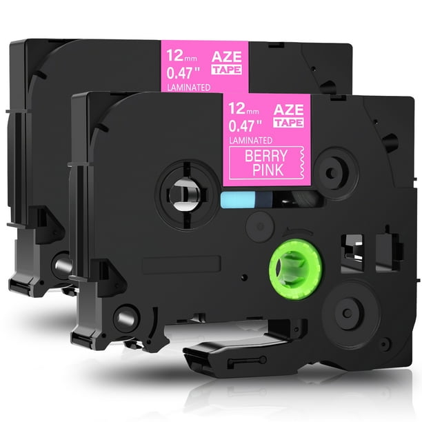 GREENCYCLE 2PK 12mm 5m White on Berry Pink Laminated Label Tape for Brother TZe-MQP35 TZ-MQP35 Label Maker