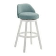 thumbnail image 2 of Erika Modern Transitional Swivel Wood Bar Height Kitchen Bar Stool in White Finish with Light Blue Fabric Upholstered Seat, 2 of 5