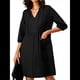 thumbnail image 2 of Vestido Tipo Túnica Holgado Informal de Algodón con Cuello en V para Mujer, Vestido de Verano para Vacaciones, 3/4 y Bolsillo. Negro XXL, 2 of 9