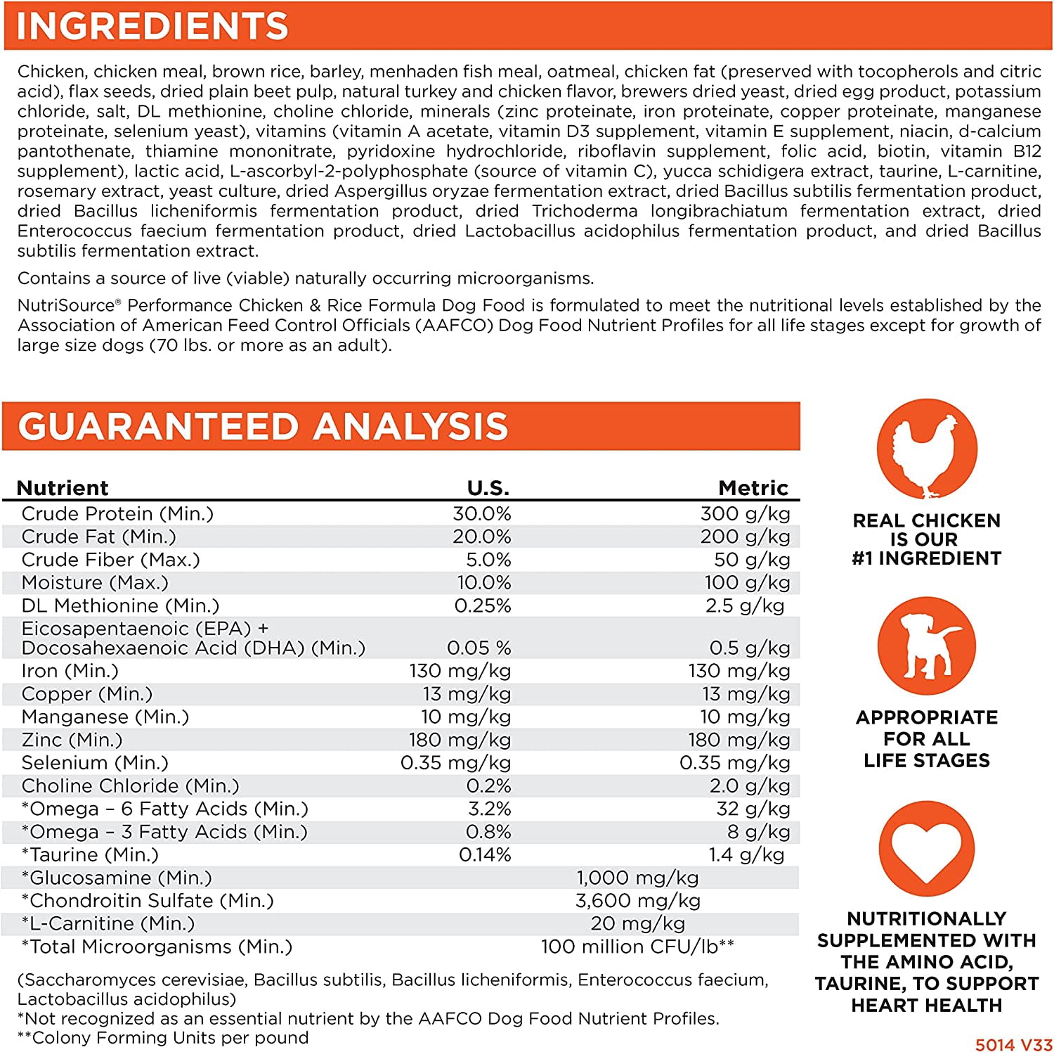 NutriSource Performance Dry Dog Food, Chicken and Rice, 40LB