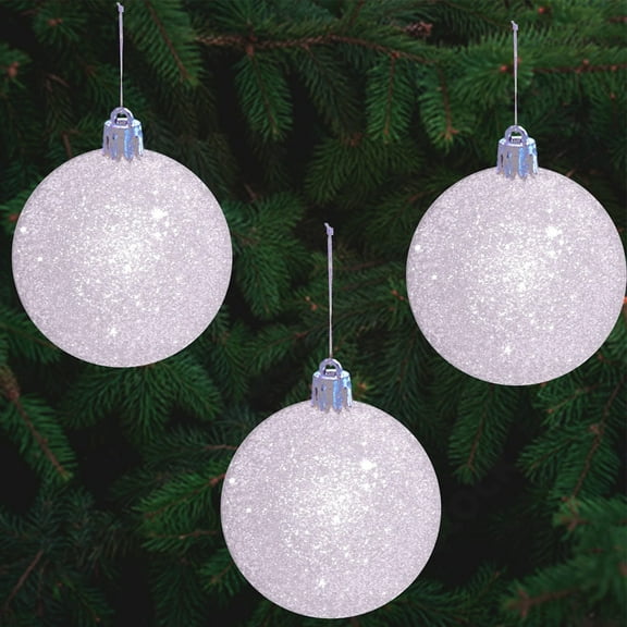 White Snowball Christmas Ornaments Balls,3.1" Shatterproof Plastic Christmas Ornaments Sets for Xmas Christmas Tree Holiday Wedding Party Decoration, 6 Count