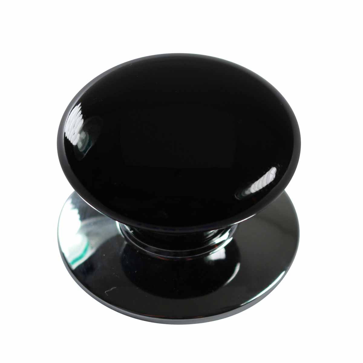 Kitchen Cabinet Knob Black Chrome 1 1/2" Dia W/ Backplate | Renovators Supply