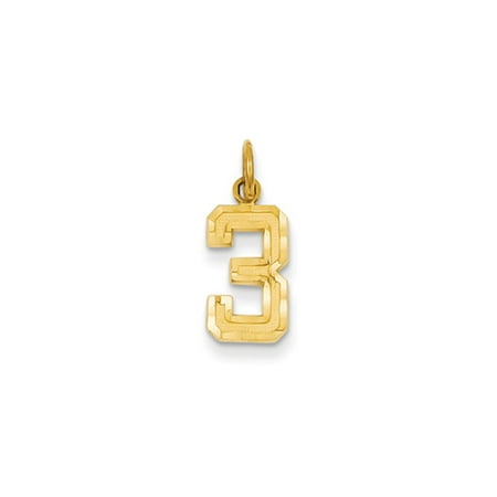 Finejewelers 14k Yellow Gold Casted Small Bright Cut Number 3 Charm