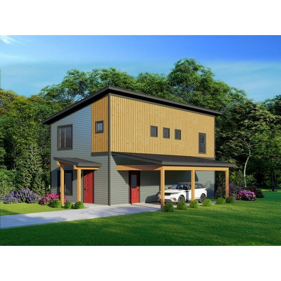 763-800: Modern Vacation 3 Bed, 3 Bath Luxury Home Plan, 1600 Sq Ft: Full Blueprints with License to Build by Home Plan Marketplace - Lesuto