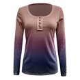 thumbnail image 5 of DPTALR Blouse Décontractée pour Femmes Col Rond Dégradé Boutons Manches Longues Slim, 5 of 5