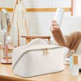 thumbnail image 4 of Bolsa cosmético de cuero PU de lavado con patrón de tejido de moda Suave para nadar Fitness Sywqhk Para Estrenar, 4 of 7