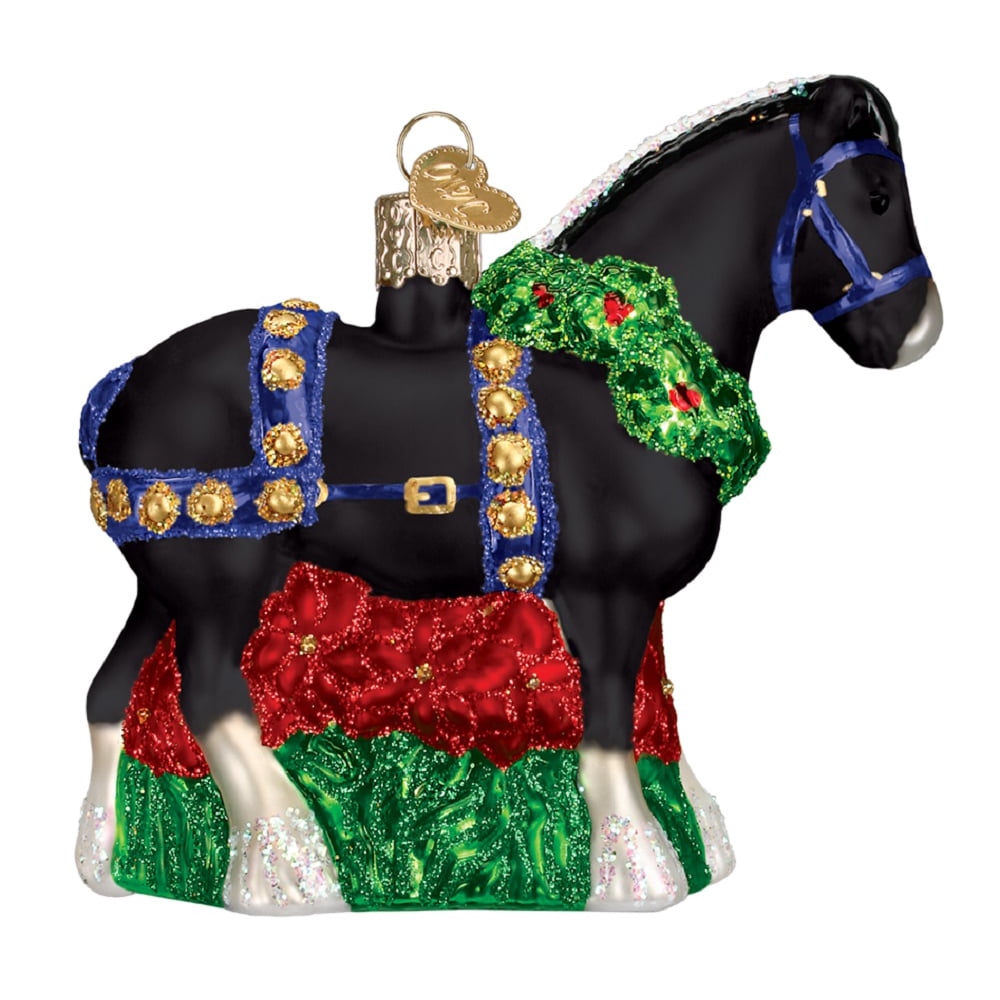 old world christmas black clydesdale horse glass ornament 12477 free
