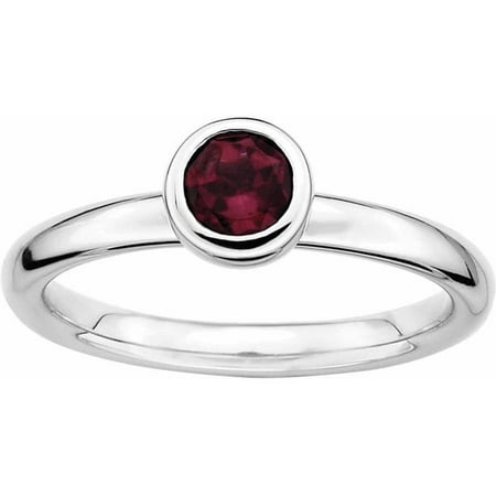SS Stackable Expressions Low 5mm Round Rhodolite Garnet Ring