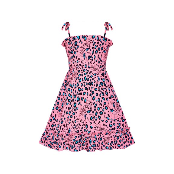 Girls Dress Tank Smocked Dress Cat Leopard 2-3 Years