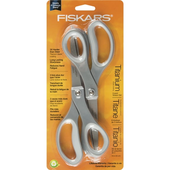Fiskars 2 pack Titanium Softgrip Scissors (8")