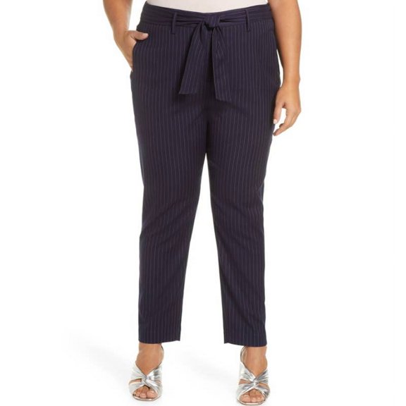 Halogen Brooklyn Pinstripe Tie Waist Pants, Size 10
