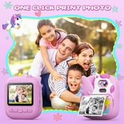 CAMCLID Kids Camera Instant Print, 2.4’‘ Instant Digital Camera with 32G Card & Print Paper, Birthday Gifts for Boys Girls Age 3-12(Purple)