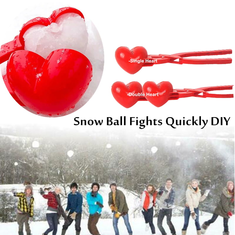 Heart Snowball Maker Winter Mold Plastic Sand Ball Tool Clip Kid Toys 