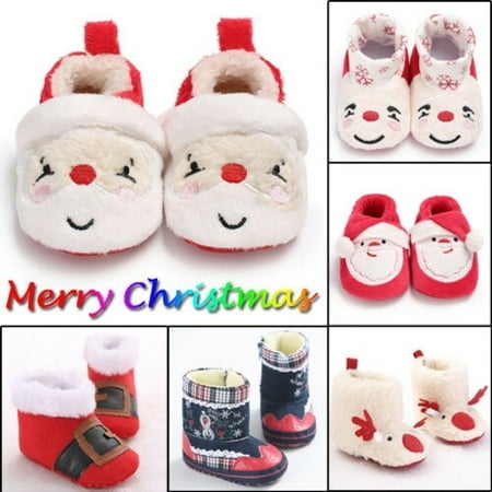 

Christmas Infant Newborn Baby Girl Booties Soft Sole Snow Boots Winter Warm Fur Crib Shoes