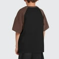 thumbnail image 4 of Rovga Hauts Garçon Enfant T-Shirt à Manches Courtes Col Rond Imprimé Lettre Color Block Haut Enfants École Extérieur Été Printemps Tenues Mode 5-6 Ans Noir, 4 of 5
