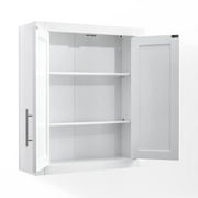 Crosley Furniture Savannah MDF Wood Wall Cabinet in White/Chrome