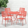 thumbnail image 2 of Flash Furniture Oia Commercial Grade 30" Round Coral Indoor-Outdoor Steel Folding Patio Table Set with 4 Square Back Chairs, 2 of 5