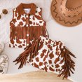 thumbnail image 2 of kpoplk Girls Clothes Summer 2 Piece Outfits Sleeveless Butterfly Knot Ruffle Hem Tops and Shorts Kids Short Sets 2-10 Years Size 2-3 Years,Khaki, 2 of 9