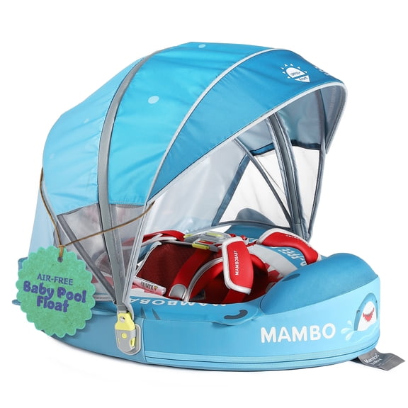 Open Box Mambobabyfloat Sunny Navigator Infant Pool Float with Removable UPF 50+ Canopy, Air-Free Foam, Five-Way Buckle System, Adjustable Fit, Medium, Cupcake Vanilla