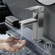 Bathroom Sink Faucet, Bathroom Faucets Single Handle, Bathroom Vanity Faucet, Stainless Steel Brushed Nickel, Silver