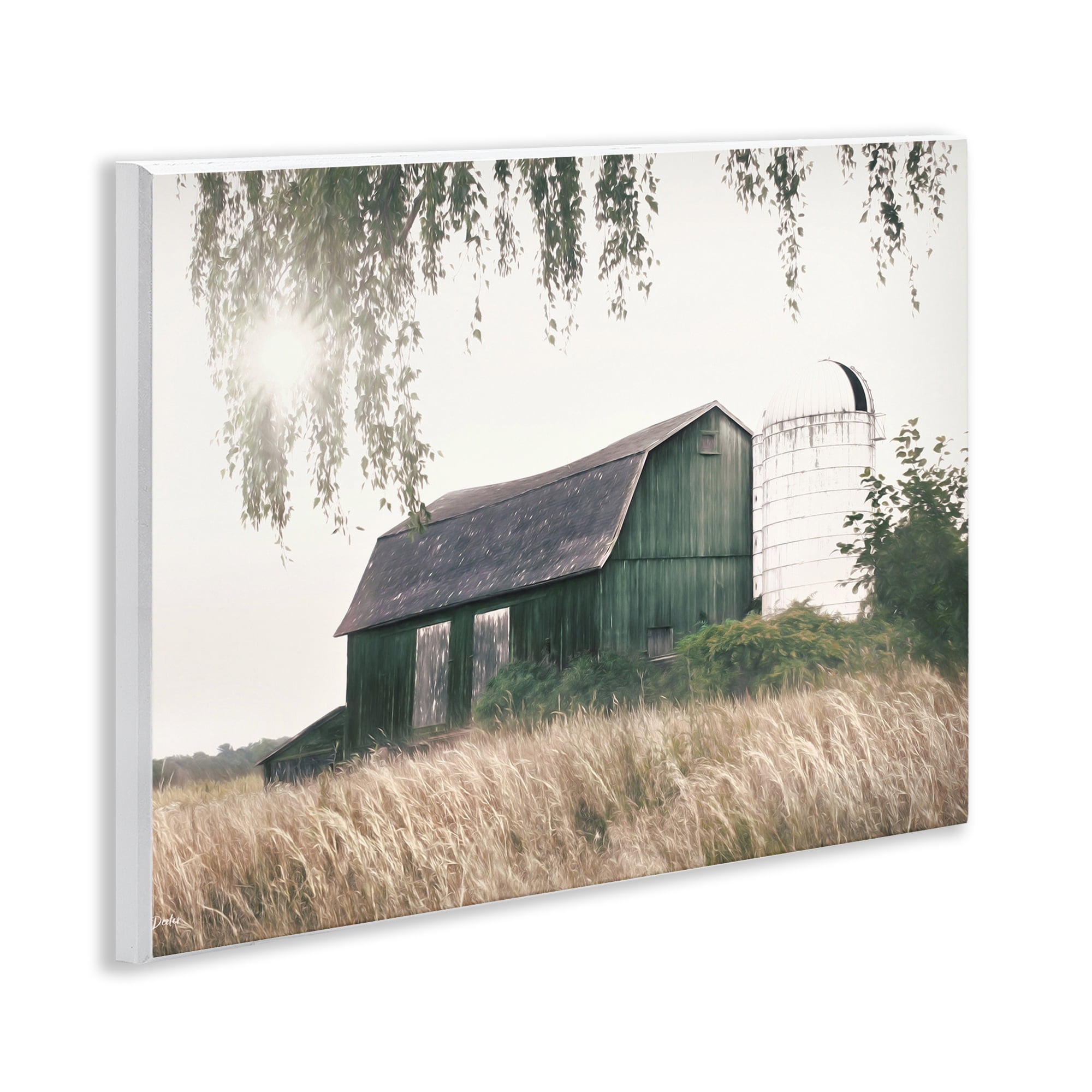 Stupell Industries Green Rustic Barn Landscape Photography Unframed Art Print Wall Art, 14 x 11