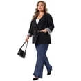 thumbnail image 3 of DARING DIVA Women's Plus Double Breasted with Rolled Blazer 1X Black, 3 of 6