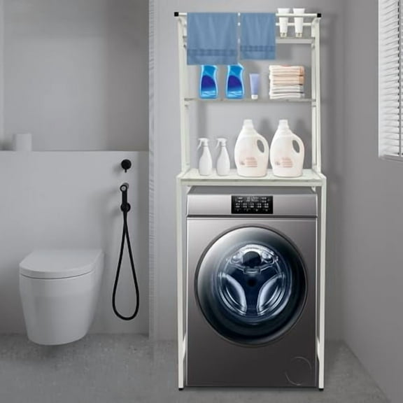 Over Washer and Dryer Shelves 3 Tiers Laundry Room Storage Organizer Floor Standing Shelf Metal Freestanding Clothes Drying Utility Rack 27.16"x23.62"x69.48" Space Saving Bathroom